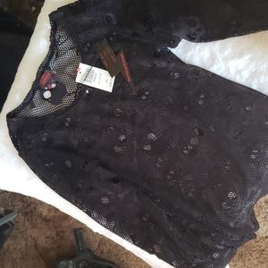 Triptych, small black mesh long sleeve